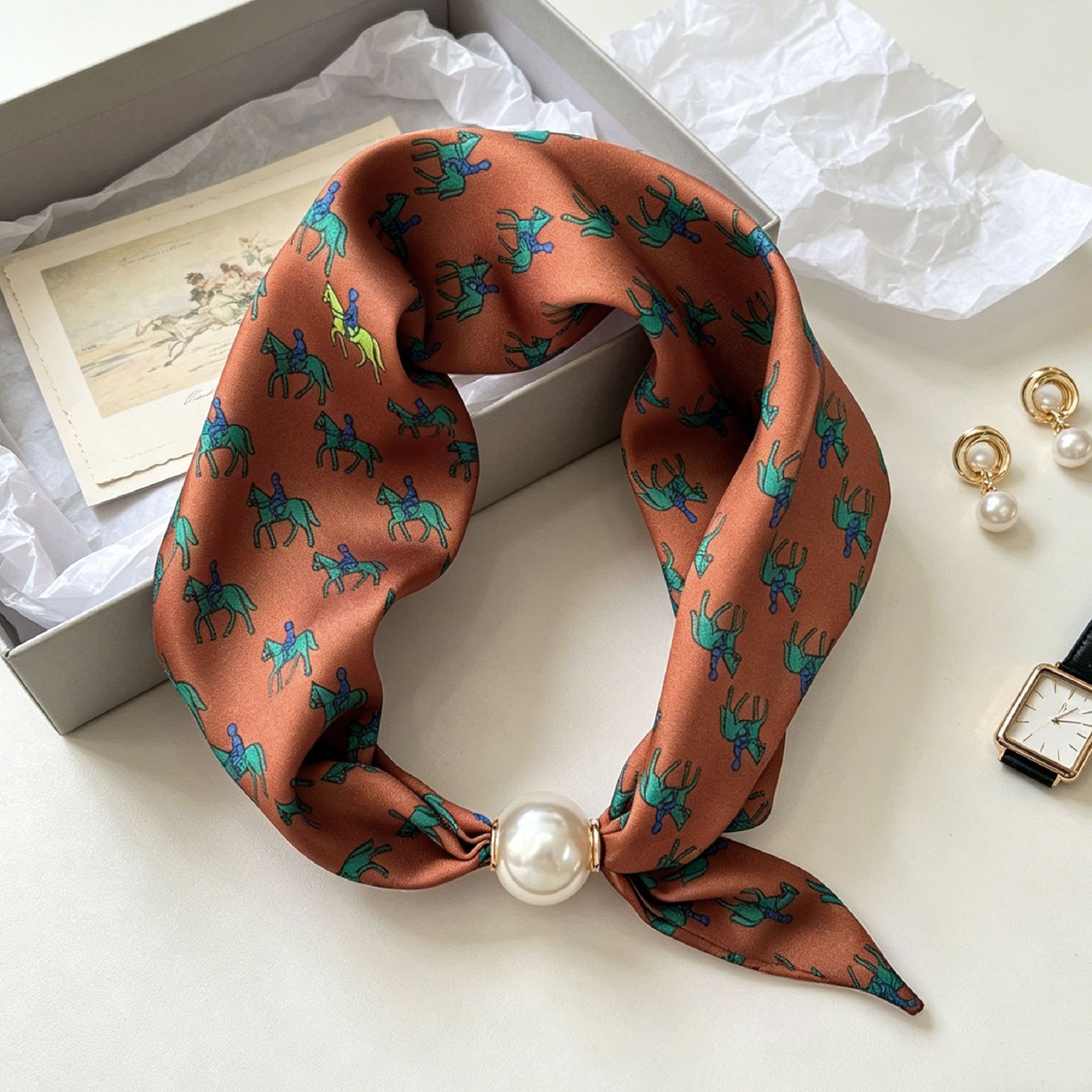 Face Scarf Mask - ผ้าพันคอแม่เหล็กหรูหราลายมุกสำหรับผู้หญิง ฤดูร้อน ใช้งานได้หลากหลาย ระบายอากาศได้ดี ผ้าพันคอแฟชั่น ดีไซน์สวยงาม