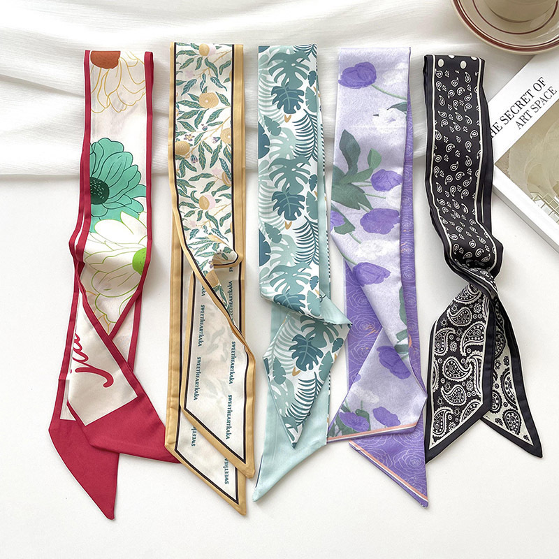 Face Scarf Mask - ใหม่แบรนด์หรูรุ่นผ้าพันคอผ้าไหมขนาดเล็กผู้หญิงผมวงกระเป๋ากระเป๋าถือริบบิ้นผ้าพันคอผ้าพันคอคอผ้าพันคอ