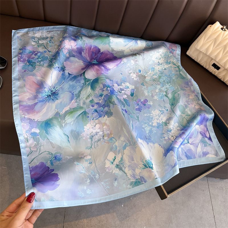 ผ้าพันคอไหมพิมพ์ลายดอกไม้ใหม่ป - Scarf Silk Square บทวิจารณ์และราคา