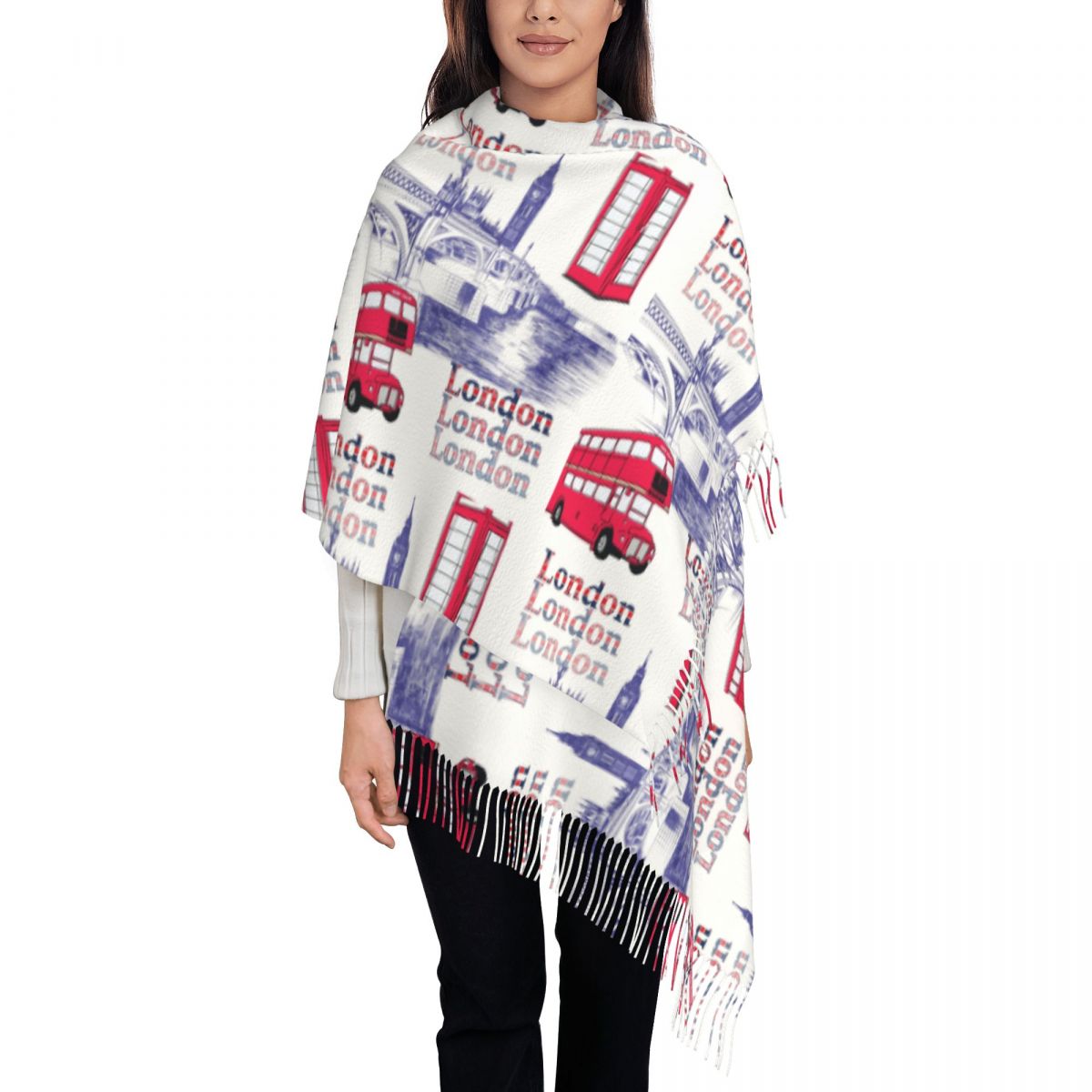 ผ้าคลุมไหล่ลายพิมพ์อังกฤษ สไตล - Pashmina Wrap Large บทวิจารณ์และราคา