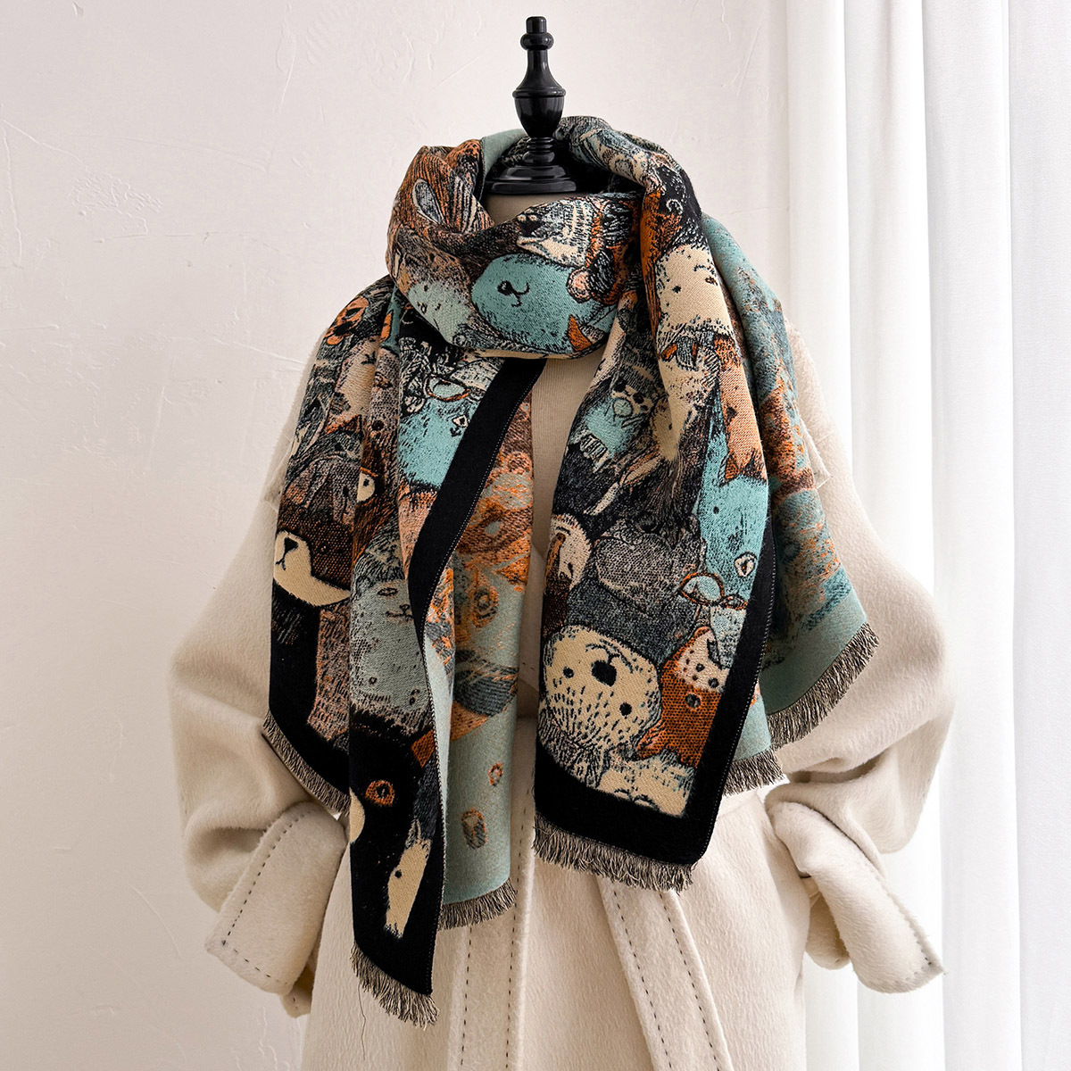 ผ้าพันคอแคชเมียร์เทียมสำหรับผู - Pashmina Wrap Large บทวิจารณ์และราคา
