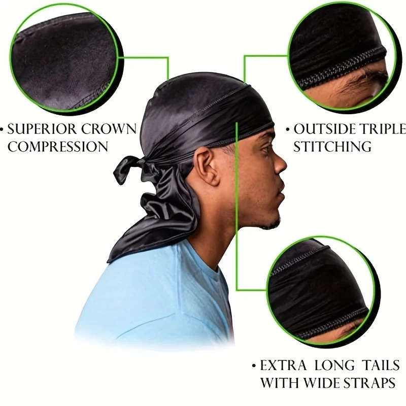 ผ้าโพกศีรษะผ้าไหมสำหรับผู้ชาย  - Bandana Doo Rag บทวิจารณ์และราคา