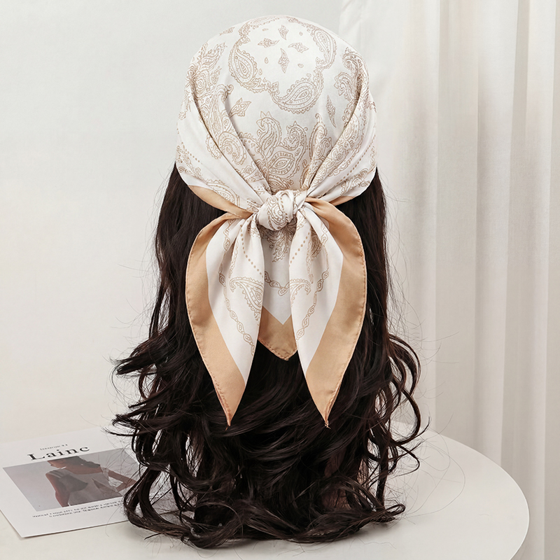 ผ้าพันคอสี่เหลี่ยมลายเพสลีย์สี - Scarf Silk Square บทวิจารณ์และราคา