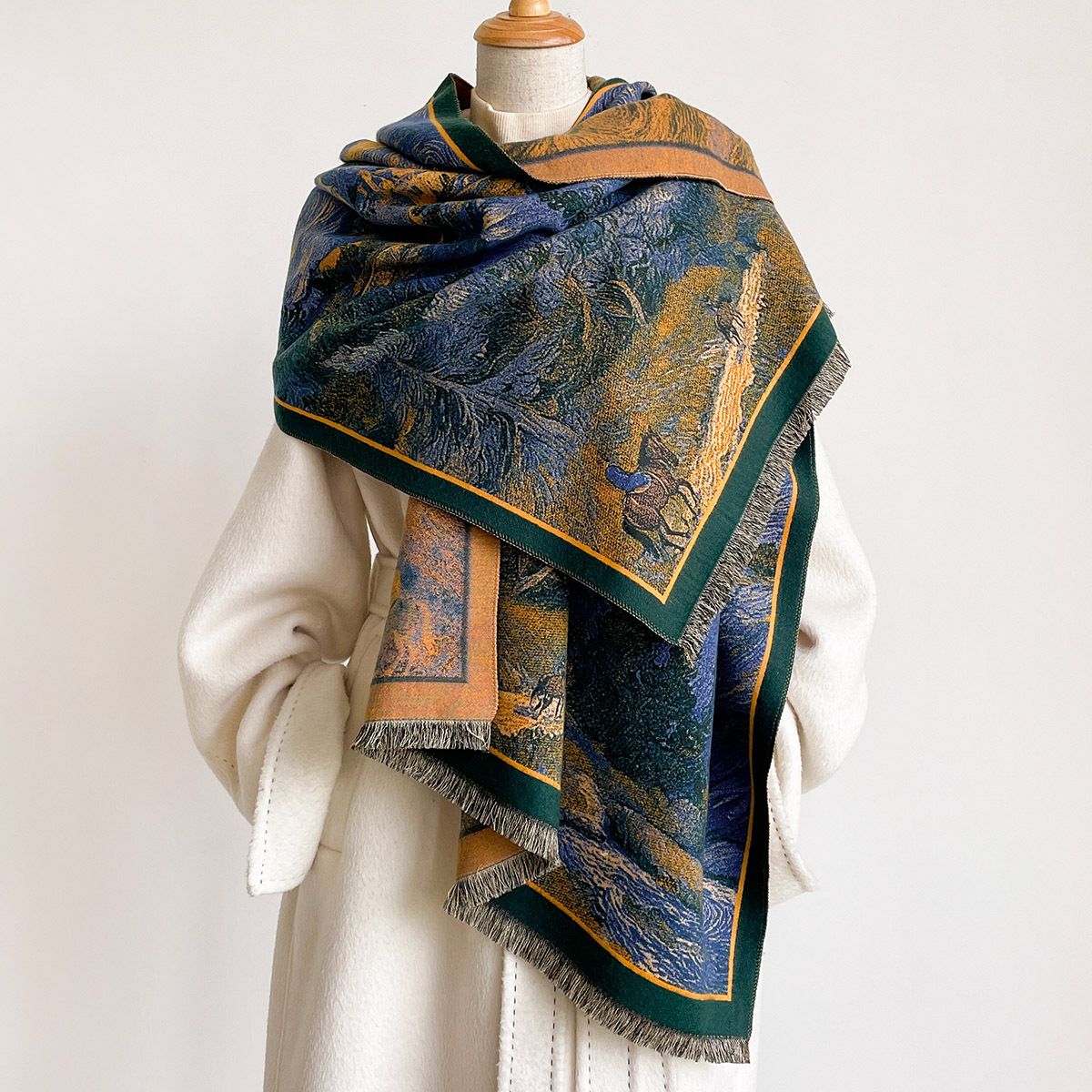 ผ้าพันคอแคชเมียร์เทียมสำหรับผู - Pashmina Wrap Large บทวิจารณ์และราคา
