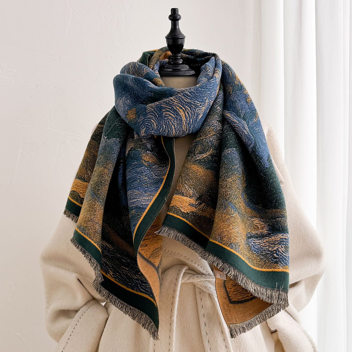 ผ้าพันคอแคชเมียร์เทียมสำหรับผู - Pashmina Wrap Large บทวิจารณ์และราคา
