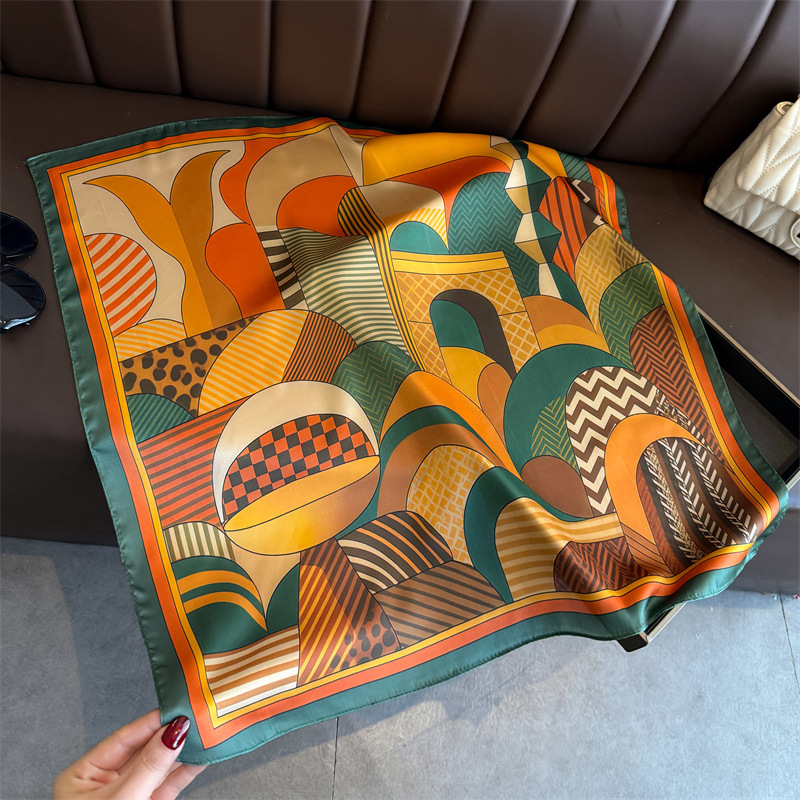ผ้าพันคอไหมพิมพ์ลายเรขาคณิตใหม - Scarf Silk Square บทวิจารณ์และราคา